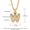 U7 Pendant Mens Hip Hop Jewelry Platinum/18K Gold Plated Lab Diamond Letter Necklaces Custom Number Chain Intials Name Necklaces(Letter W)