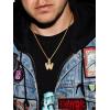 U7 Pendant Mens Hip Hop Jewelry Platinum/18K Gold Plated Lab Diamond Letter Necklaces Custom Number Chain Intials Name Necklaces(Letter W)