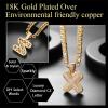 U7 Pendant Mens Hip Hop Jewelry Platinum/18K Gold Plated Lab Diamond Letter Necklaces Custom Number Chain Intials Name Necklaces(Letter X)