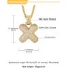 U7 Pendant Mens Hip Hop Jewelry Platinum/18K Gold Plated Lab Diamond Letter Necklaces Custom Number Chain Intials Name Necklaces(Letter X)