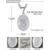 U7 Polished Oval Saint Michael Necklace Customized Engrave on Pendant Loop Stainless Steel Biblical Archangel Jewelry for Men and Women, with Gift Box