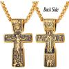 U7 Russian Orthodox Cross Pendant/Praying Hands/Ichthys Sign for Men Women Stainless Steel 18K Gold Plated Jesus Pendant Christian Religious Necklaces, Length 22″ Silver Black Gold(J:Church Crucifix Gold)
