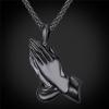 U7 Russian Orthodox Cross Pendant/Praying Hands/Ichthys Sign for Men Women Stainless Steel 18K Gold Plated Jesus Pendant Christian Religious Necklaces, Length 22″ Silver Black Gold(05 Praying Hands/Black)
