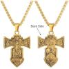 U7 Russian Orthodox Cross Pendant/Praying Hands/Ichthys Sign for Men Women Stainless Steel 18K Gold Plated Jesus Pendant Christian Religious Necklaces, Length 22″ Silver Black Gold(02 Orthodox Cross/Gold)