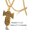 U7 Russian Orthodox Cross Pendant/Praying Hands/Ichthys Sign for Men Women Stainless Steel 18K Gold Plated Jesus Pendant Christian Religious Necklaces, Length 22″ Silver Black Gold(02 Orthodox Cross/Gold)