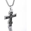 U7 Russian Orthodox Cross Pendant/Praying Hands/Ichthys Sign for Men Women Stainless Steel 18K Gold Plated Jesus Pendant Christian Religious Necklaces, Length 22″ Silver Black Gold(01 Orthodox Cross/Steel)