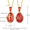 U7 Russian Orthodox Cross Pendant/Praying Hands/Ichthys Sign for Men Women Stainless Steel 18K Gold Plated Jesus Pendant Christian Religious Necklaces, Length 22″ Silver Black Gold(03 Red Orthodox Egg)