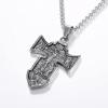U7 Russian Orthodox Cross Pendant/Praying Hands/Ichthys Sign for Men Women Stainless Steel 18K Gold Plated Jesus Pendant Christian Religious Necklaces, Length 22″ Silver Black Gold(02 Orthodox Cross/Steel)