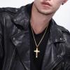 U7 Russian Orthodox Cross Pendant/Praying Hands/Ichthys Sign for Men Women Stainless Steel 18K Gold Plated Jesus Pendant Christian Religious Necklaces, Length 22″ Silver Black Gold(09 St. Benedict Medal Crucifix/Gold)