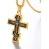 U7 Russian Orthodox Cross Pendant/Praying Hands/Ichthys Sign for Men Women Stainless Steel 18K Gold Plated Jesus Pendant Christian Religious Necklaces, Length 22″ Silver Black Gold(01 Orthodox Cross/Gold)