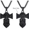 U7 Russian Orthodox Cross Pendant/Praying Hands/Ichthys Sign for Men Women Stainless Steel 18K Gold Plated Jesus Pendant Christian Religious Necklaces, Length 22″ Silver Black Gold(02 Orthodox Cross/Black)