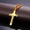 U7 Russian Orthodox Cross Pendant/Praying Hands/Ichthys Sign for Men Women Stainless Steel 18K Gold Plated Jesus Pendant Christian Religious Necklaces, Length 22″ Silver Black Gold(09 St. Benedict Medal Crucifix/Gold)