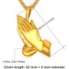 U7 Russian Orthodox Cross Pendant/Praying Hands/Ichthys Sign for Men Women Stainless Steel 18K Gold Plated Jesus Pendant Christian Religious Necklaces, Length 22″ Silver Black Gold(05 Praying Hands/Gold)
