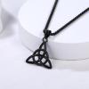 U7 Viking Celtic Kont Necklace Stainless Steel Irish Knot Pendant Necklace for Men Women(Black)
