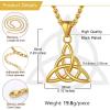 U7 Viking Celtic Kont Necklace Stainless Steel Irish Knot Pendant Necklace for Men Women(Gold)