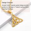 U7 Viking Celtic Kont Necklace Stainless Steel Irish Knot Pendant Necklace for Men Women(Gold)