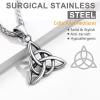 U7 Viking Celtic Kont Necklace Stainless Steel Irish Knot Pendant Necklace for Men Women(Stainless Steel)