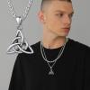 U7 Viking Celtic Kont Necklace Stainless Steel Irish Knot Pendant Necklace for Men Women(Stainless Steel)