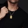 U7 Virgin Mary Necklace 18K Gold Plated Catholic Jewelry Dog Tag Pendant with 22 Inch Wheat Chain for Men Women