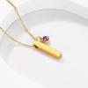 Urn Necklace for Ashes,Customized Stainless Steel or 18K Gold Plated Cremation Jewelry Memorial Keepsake Urn Lockets Pendant for Men Women -Waterproof & Gift Packed(4-Sided Bar-Gold(Text+Birthstone))