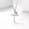 Urn Necklace for Ashes,Customized Stainless Steel or 18K Gold Plated Cremation Jewelry Memorial Keepsake Urn Lockets Pendant for Men Women -Waterproof & Gift Packed(Angel Wing-Stainless(Text+Birthstone))