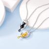 Urn Necklace for Ashes,Customized Stainless Steel or 18K Gold Plated Cremation Jewelry Memorial Keepsake Urn Lockets Pendant for Men Women -Waterproof & Gift Packed(Moon Cat-black(custom Text))