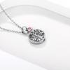Urn Necklace for Ashes,Customized Stainless Steel or 18K Gold Plated Cremation Jewelry Memorial Keepsake Urn Lockets Pendant for Men Women -Waterproof & Gift Packed(Tree of life-Stainless(Text+Birthstone))