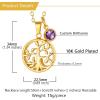 Urn Necklace for Ashes,Customized Stainless Steel or 18K Gold Plated Cremation Jewelry Memorial Keepsake Urn Lockets Pendant for Men Women -Waterproof & Gift Packed(Tree of life-Gold(Text+Birthstone))