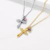 Urn Necklace for Ashes,Customized Stainless Steel or 18K Gold Plated Cremation Jewelry Memorial Keepsake Urn Lockets Pendant for Men Women -Waterproof & Gift Packed(Angel Wing-Gold(Text+Birthstone))