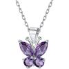 925 Sterling Silver Butterfly Necklace/Antler Deer Necklace,Adjustable Silver Birthstone Necklace for Women,Birthstone Jewelry Gift for Her(02.February(Amethyst)-Butterfly)