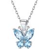 925 Sterling Silver Butterfly Necklace/Antler Deer Necklace,Adjustable Silver Birthstone Necklace for Women,Birthstone Jewelry Gift for Her(03.March(Aquamarine)-Butterfly)