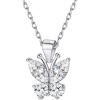 925 Sterling Silver Butterfly Necklace/Antler Deer Necklace,Adjustable Silver Birthstone Necklace for Women,Birthstone Jewelry Gift for Her(04.April(Diamond)-Butterfly)