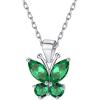 925 Sterling Silver Butterfly Necklace/Antler Deer Necklace,Adjustable Silver Birthstone Necklace for Women,Birthstone Jewelry Gift for Her(05.May(Emerald)-Butterfly)