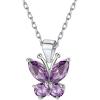 925 Sterling Silver Butterfly Necklace/Antler Deer Necklace,Adjustable Silver Birthstone Necklace for Women,Birthstone Jewelry Gift for Her(06.June(Alexandrite)-Butterfly)