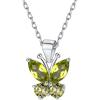 925 Sterling Silver Butterfly Necklace/Antler Deer Necklace,Adjustable Silver Birthstone Necklace for Women,Birthstone Jewelry Gift for Her(08.August(Peridot)-Butterfly)