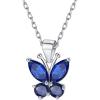 925 Sterling Silver Butterfly Necklace/Antler Deer Necklace,Adjustable Silver Birthstone Necklace for Women,Birthstone Jewelry Gift for Her(09.September(Sapphire)-Butterfly)