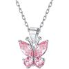 925 Sterling Silver Butterfly Necklace/Antler Deer Necklace,Adjustable Silver Birthstone Necklace for Women,Birthstone Jewelry Gift for Her(10.October(Pink Tourmaline)-Butterfly)