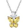 925 Sterling Silver Butterfly Necklace/Antler Deer Necklace,Adjustable Silver Birthstone Necklace for Women,Birthstone Jewelry Gift for Her(11.November(Yellow Topaz)-Butterfly)