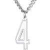 U7 0-99 Number Necklaces Stainless Steel Customizable Number Pendant Gold Plated Athletes Sports Necklace Jersey Number Chains Cuban Link Necklaces for Men Women(4-Stainless)