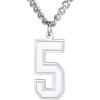 U7 0-99 Number Necklaces Stainless Steel Customizable Number Pendant Gold Plated Athletes Sports Necklace Jersey Number Chains Cuban Link Necklaces for Men Women(5-Stainless)