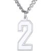 U7 0-99 Number Necklaces Stainless Steel Customizable Number Pendant Gold Plated Athletes Sports Necklace Jersey Number Chains Cuban Link Necklaces for Men Women(2-Stainless)