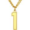 U7 0-99 Number Necklaces Stainless Steel Customizable Number Pendant Gold Plated Athletes Sports Necklace Jersey Number Chains Cuban Link Necklaces for Men Women(1-Gold)