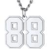 U7 0-99 Number Necklaces Stainless Steel Customizable Number Pendant Gold Plated Athletes Sports Necklace Jersey Number Chains Cuban Link Necklaces for Men Women(00-99 Number Stainless)