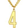 U7 0-99 Number Necklaces Stainless Steel Customizable Number Pendant Gold Plated Athletes Sports Necklace Jersey Number Chains Cuban Link Necklaces for Men Women(4-Gold)