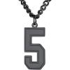 U7 0-99 Number Necklaces Stainless Steel Customizable Number Pendant Gold Plated Athletes Sports Necklace Jersey Number Chains Cuban Link Necklaces for Men Women(5-Stunning Black)