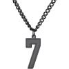 U7 0-99 Number Necklaces Stainless Steel Customizable Number Pendant Gold Plated Athletes Sports Necklace Jersey Number Chains Cuban Link Necklaces for Men Women(7-Stunning Black)