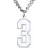 U7 0-99 Number Necklaces Stainless Steel Customizable Number Pendant Gold Plated Athletes Sports Necklace Jersey Number Chains Cuban Link Necklaces for Men Women(3-Stainless)