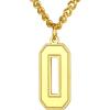U7 0-99 Number Necklaces Stainless Steel Customizable Number Pendant Gold Plated Athletes Sports Necklace Jersey Number Chains Cuban Link Necklaces for Men Women(0-Gold)