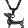 U7 Animals Necklace for Women Stainless Steel Pig/Dog/Elephant Pendant Necklace Lucky Jewelry(Dog-Black)
