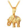 U7 Animals Necklace for Women Stainless Steel Pig/Dog/Elephant Pendant Necklace Lucky Jewelry(Elephant-Gold)